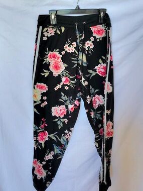 eye candy Black Floral Skirt with Pink and Green Accents